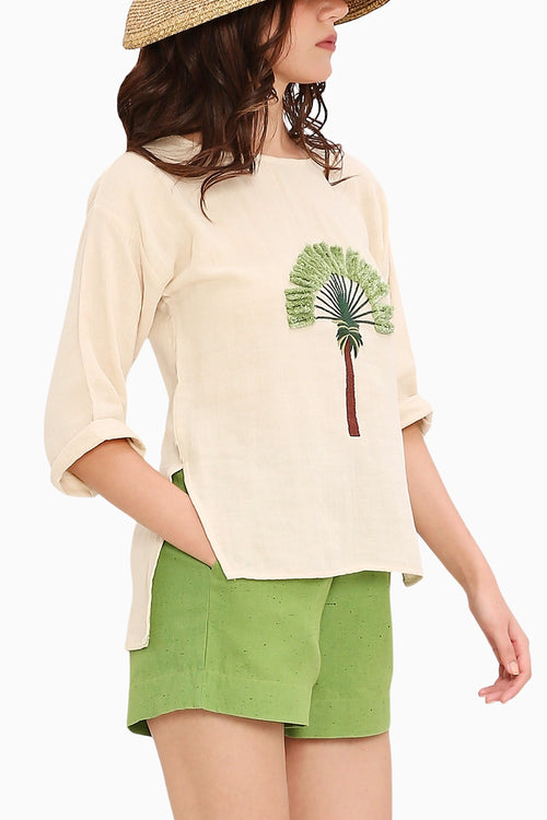 Coco Cream Embroidered Top
