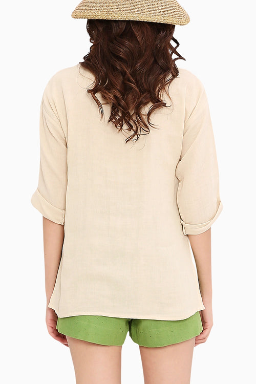 Coco Cream Embroidered Top