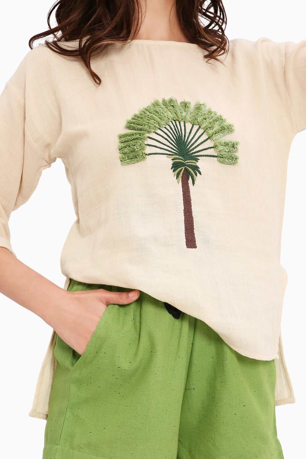 Coco Cream Embroidered Top
