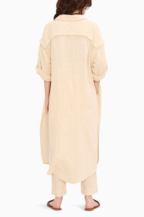 Coco Cream Fringed Long Shirt