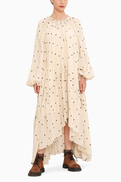 Coco Cream Heart Moss Frill Dress