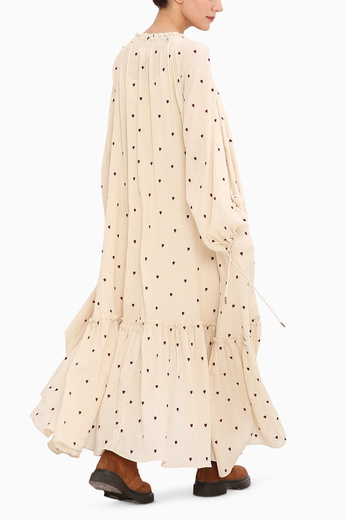 Coco Cream Heart Moss Frill Dress