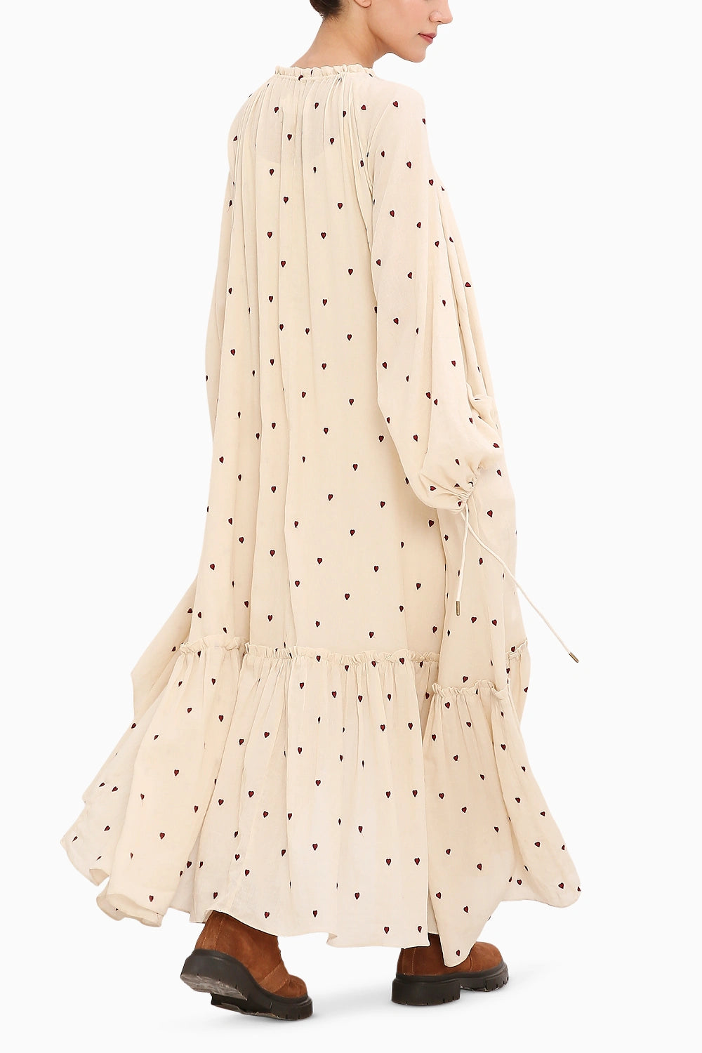 Coco Cream Heart Moss Frill Dress