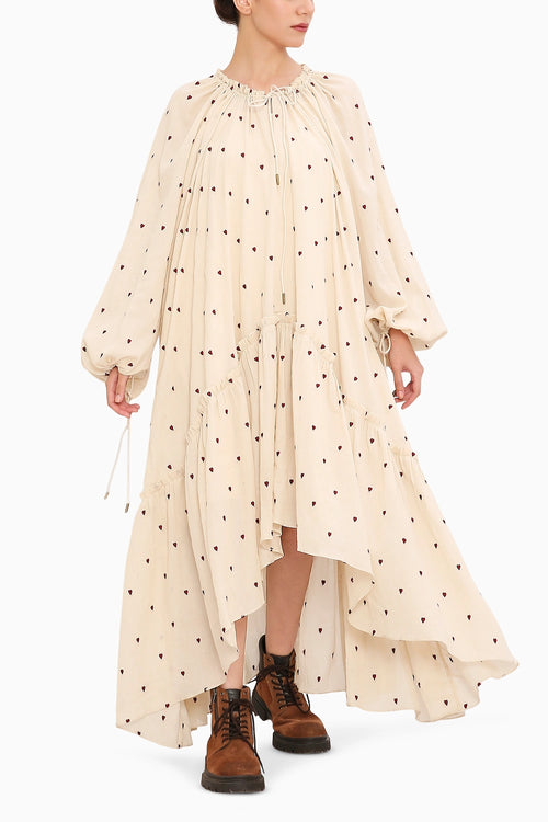 Coco Cream Heart Moss Frill Dress