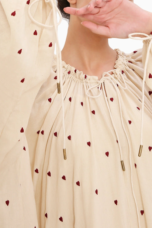 Coco Cream Heart Moss Frill Dress