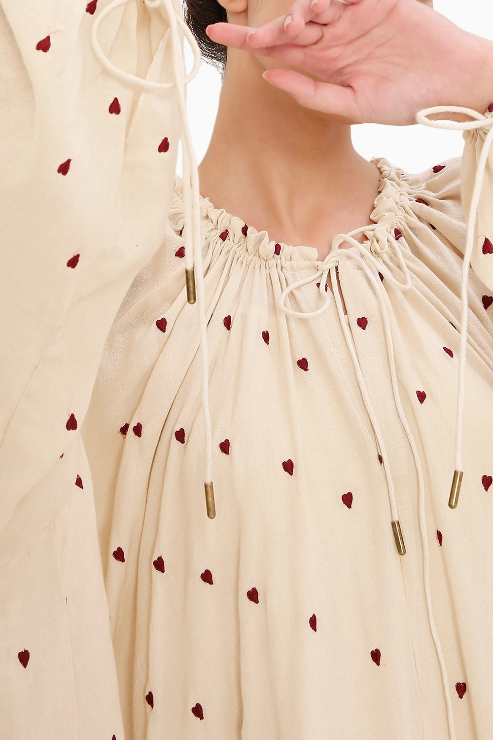 Coco Cream Heart Moss Frill Dress