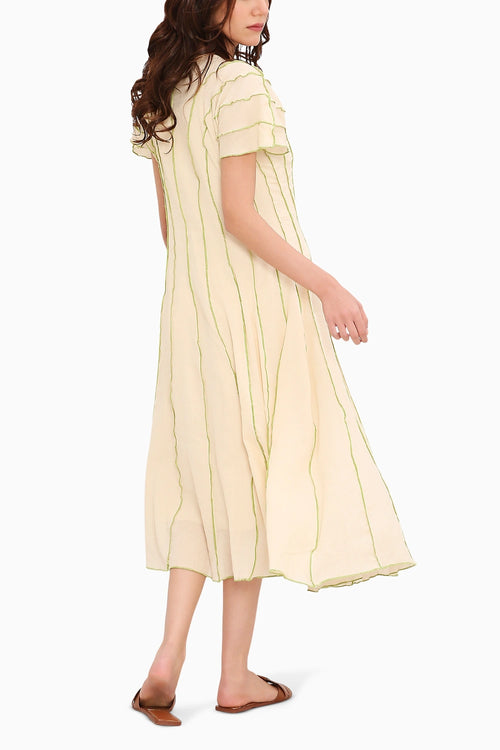 Coco Cream Moss Panelled Dress