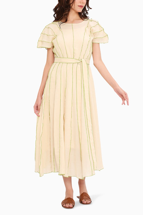 Coco Cream Moss Panelled Dress