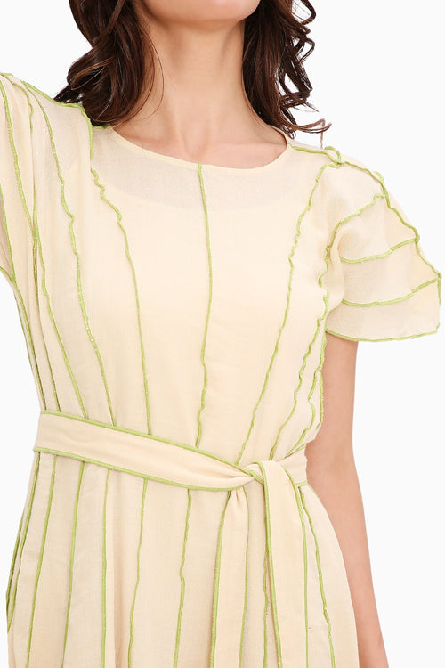 Coco Cream Moss Panelled Dress