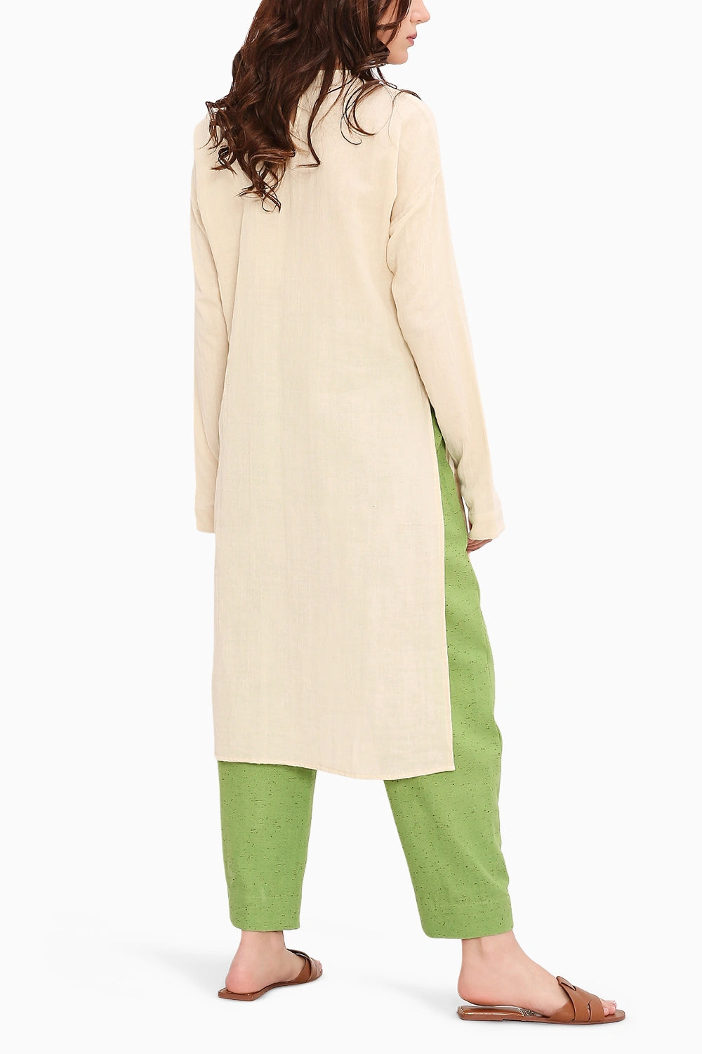 Coco Cream & Green Embroidered Set