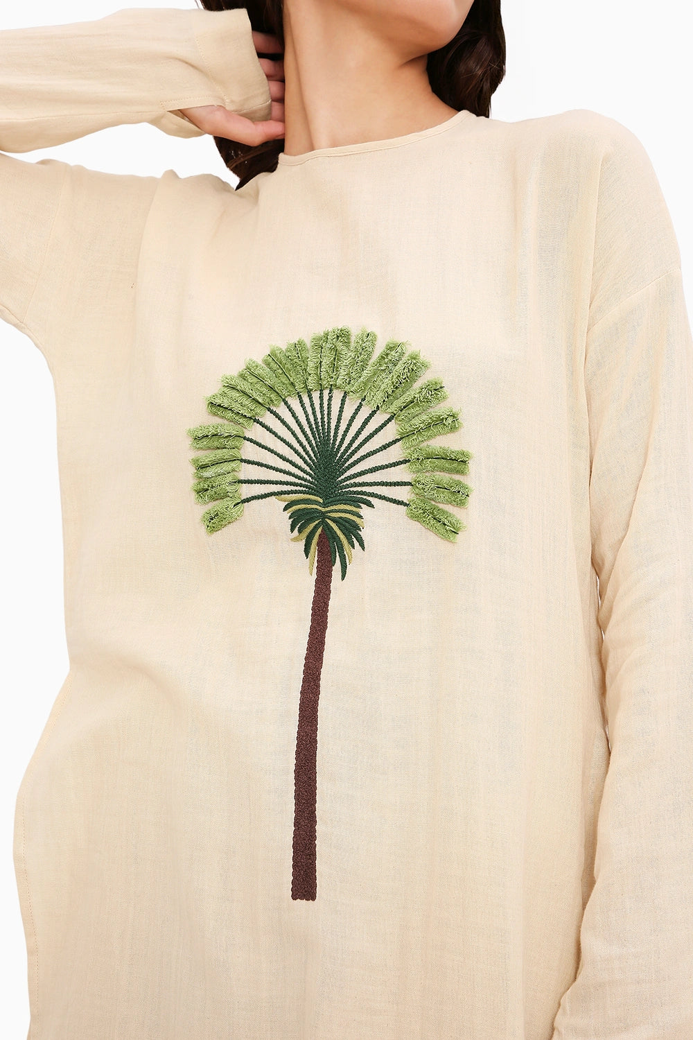 Coco Cream & Green Embroidered Set