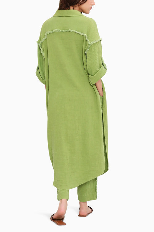 Coco Green Fringed Shirt Set