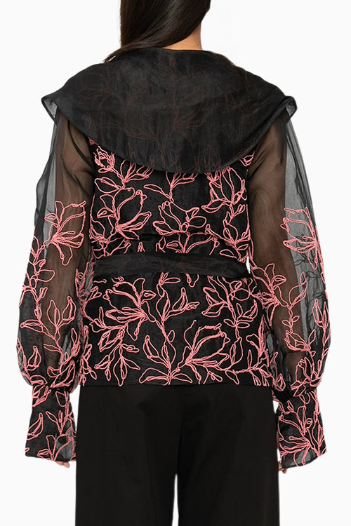 Aelora Shawl Collar Black Top