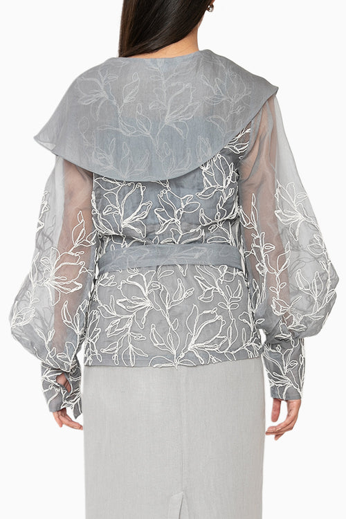 Aelora Shawl Collar Grey Top