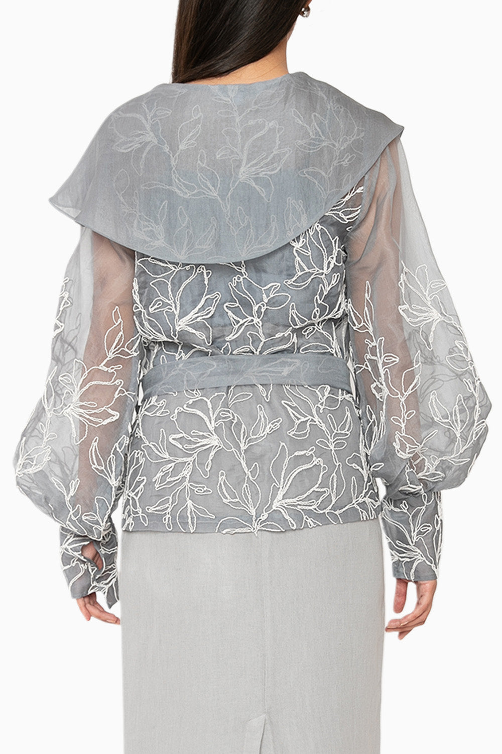 Aelora Shawl Collar Grey Top