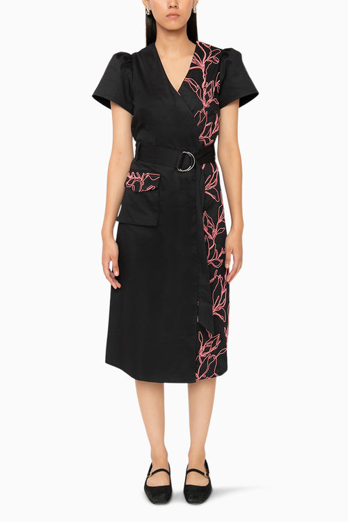 Amaraa Black-Pink Midi Dress