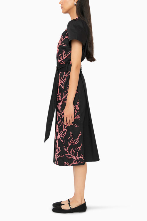Amaraa Black-Pink Midi Dress