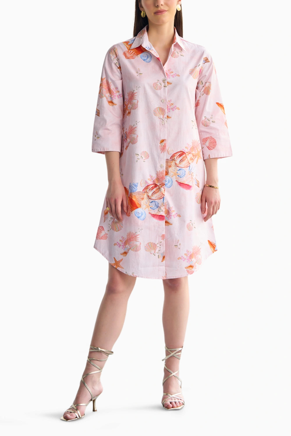 Printed Aerial Mini Shirt Dress