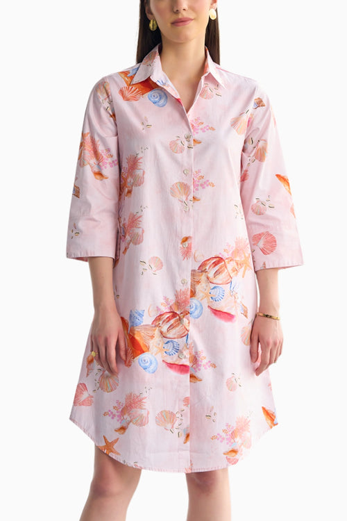 Printed Aerial Mini Shirt Dress