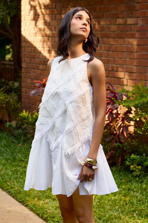 Ivory Lace Flare Shift Dress