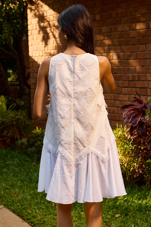 Ivory Lace Flare Shift Dress