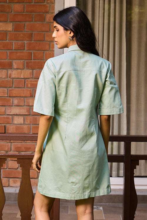 Sage Utility Shirt Dress