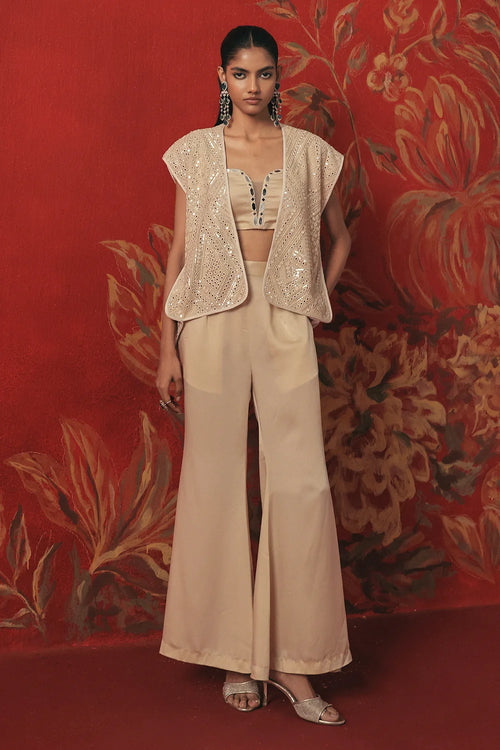 Ivory Asymmetric Gilet Set