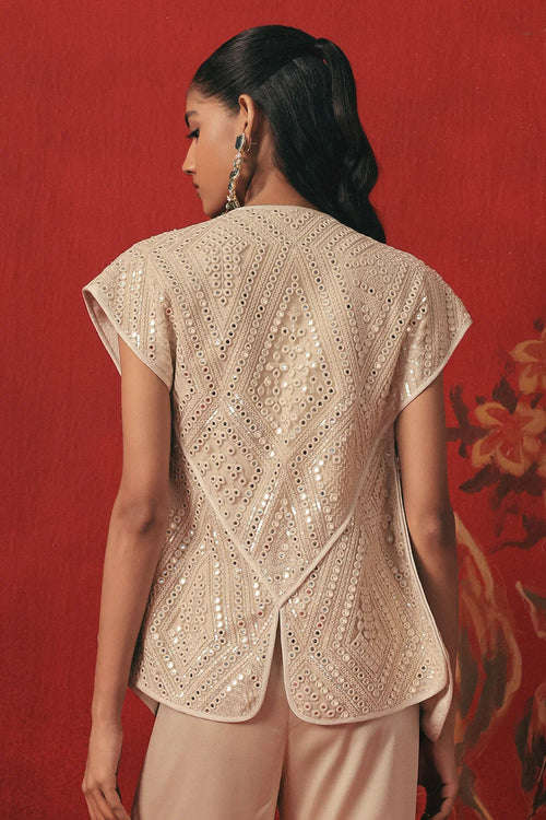 Ivory Asymmetric Gilet Jacket