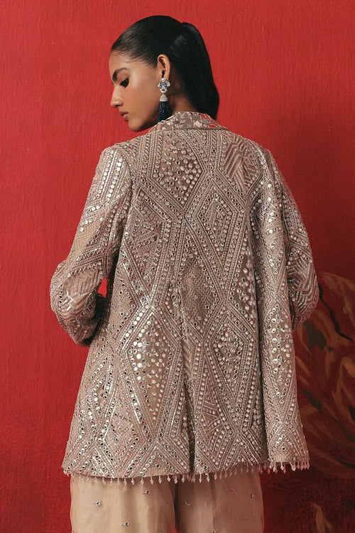 Pearl Silver Mirrorwork Box Pleat Jacket