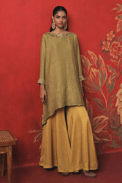 Sage Green Bandhani Kurta Set