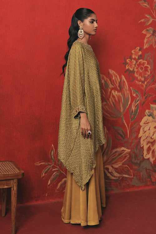 Sage Green Bandhani Kurta Set
