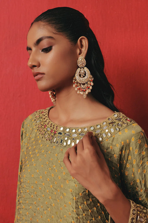 Sage Green Bandhani Kurta Set