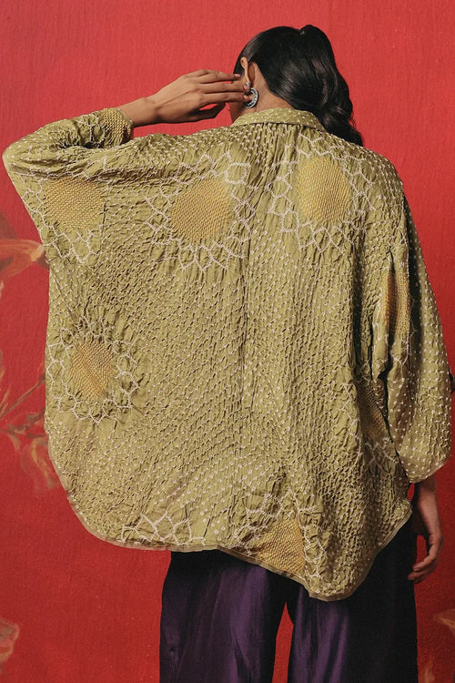 Sage Green Bandhani Long Shirt