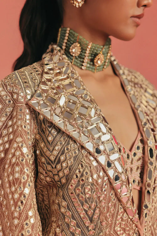 Dual Tone Mirrorwork Anarkali Jacket