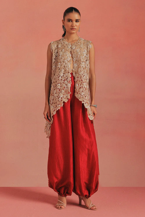 Natural Gold Asymmetric Gilet Set