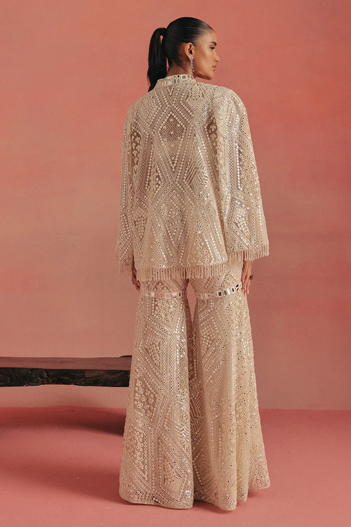 Ivory Mirrorwork Cape Jacket Set