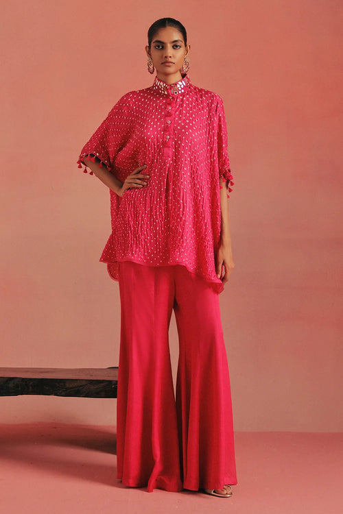Bubblegum Pink Bandhani Shirt Set