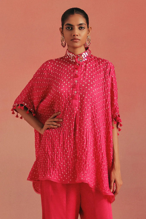 Bubblegum Pink Bandhani Shirt Set