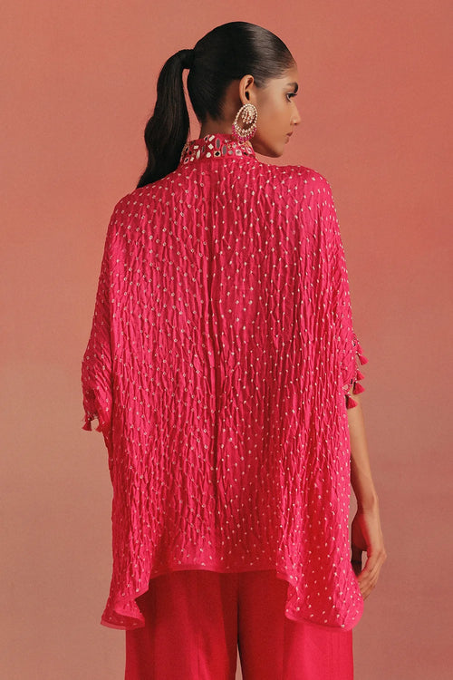 Bubblegum Pink Bandhani Oversized Shirt