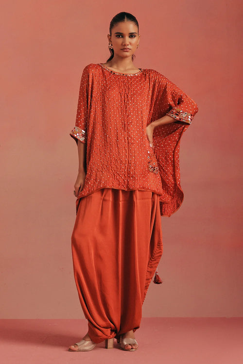 Burnt Orange Mirror Border Dhoti