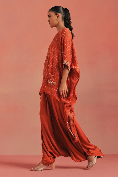 Burnt Orange Mirror Border Dhoti