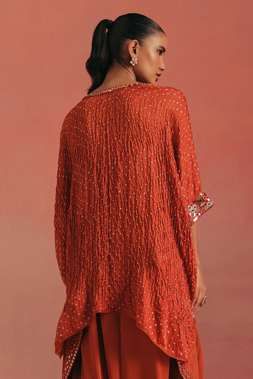 Burnt Orange Bandhani Cape Top
