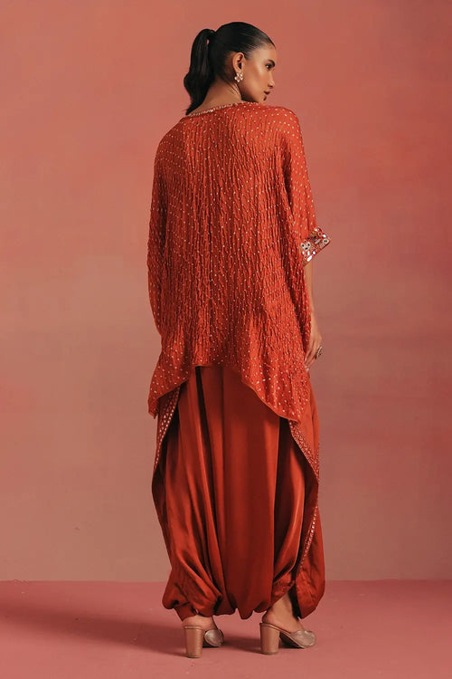 Burnt Orange Mirror Border Dhoti