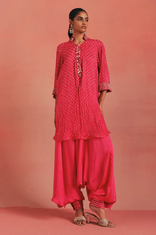 Bubblegum Pink Bandhani Kurta Set