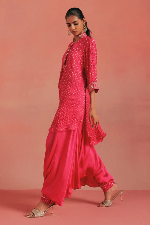 Bubblegum Pink Bandhani Kurta Set