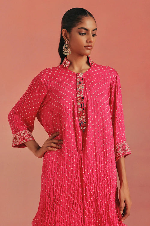 Bubblegum Pink Bandhani Kurta Set