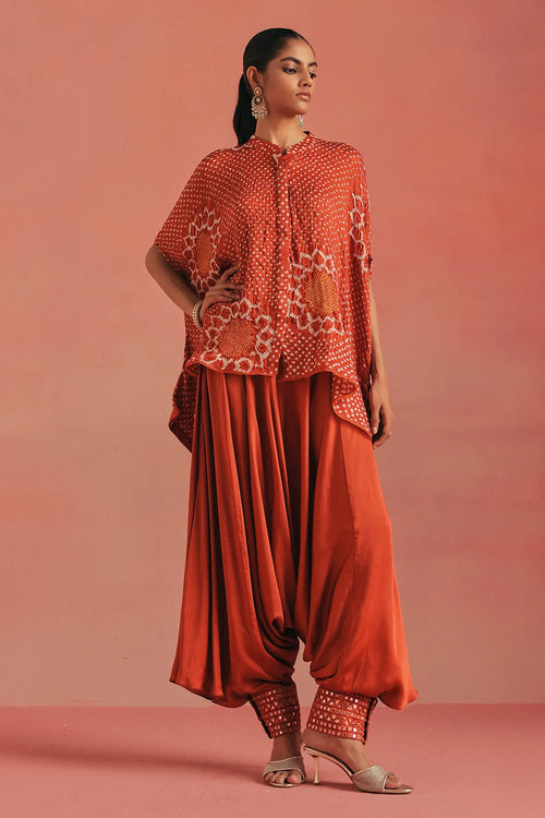 Burnt Orange Afghani Dhoti
