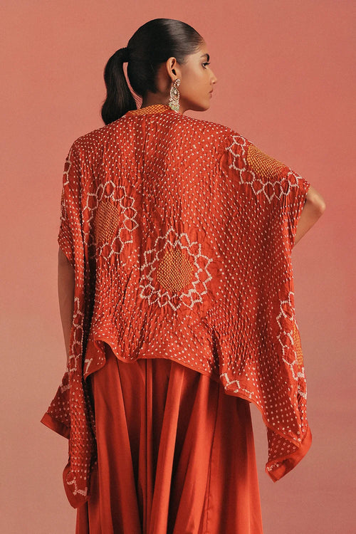Burnt Orange Bandhani Drop-Side Tunic