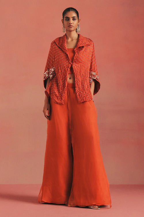 Burnt Orange Layered Silk Palazzo