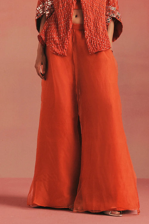Burnt Orange Layered Silk Palazzo